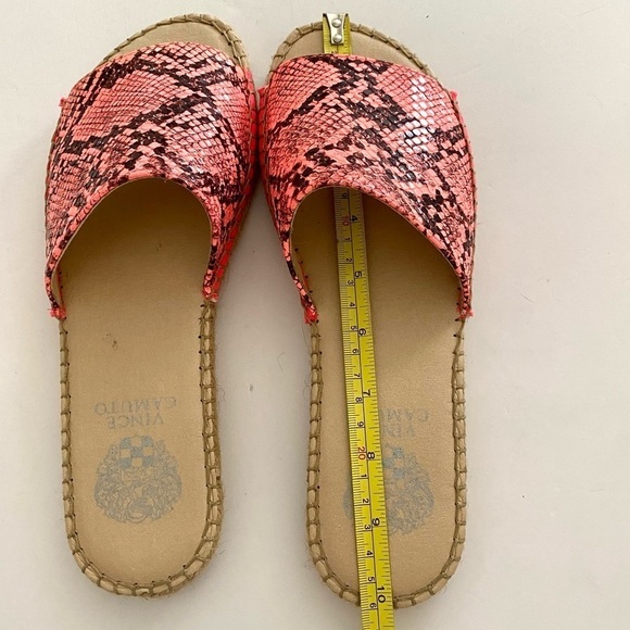 VINCE CAMUTO Pink Flat Espadrille Slides Sandals 8 Slip On Leather Summer Casual - Picture 13 of 15
